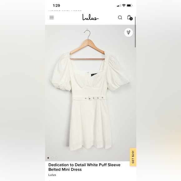 Lulus Dresses & Skirts - Lulu’s White Puff Sleeve Belted Mini Dress (Sz Small)